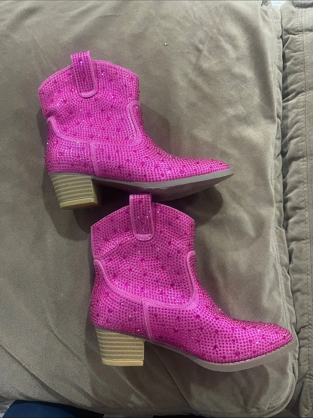 Link Kids Pink Sequin Western Ankle Boots